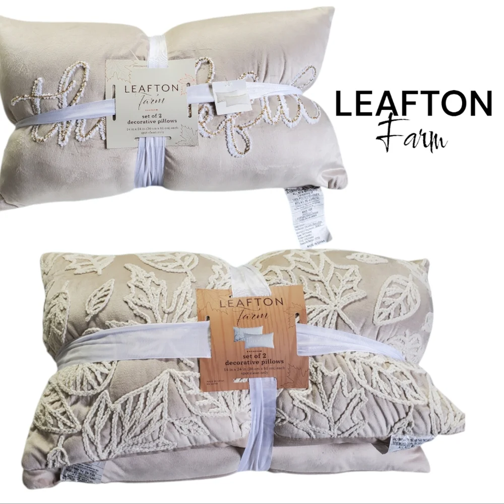 NEW Leafton Farm Set Of 2 Decorative Pillows Autumn/Fall Home Throw Pillows